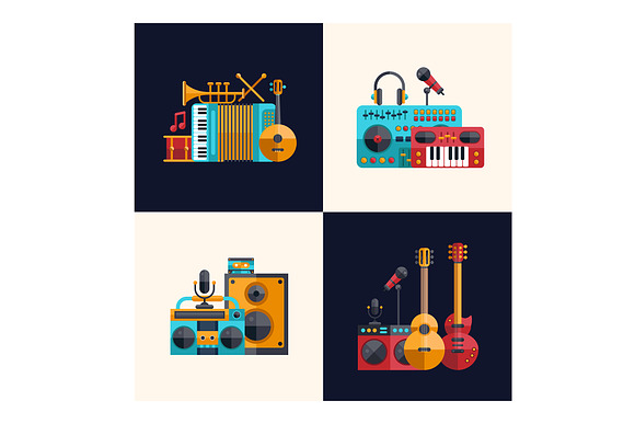 Music Party Flat Style Bundle in Web Elements - product preview 11