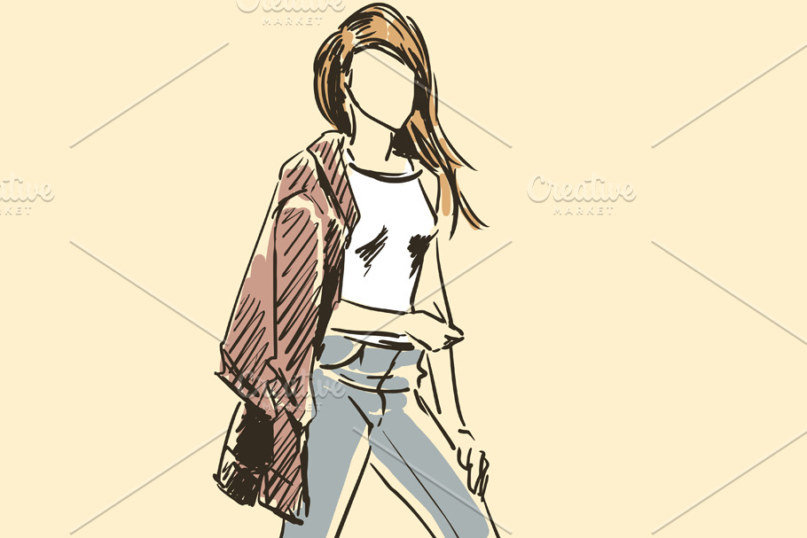 Fashion illustration sketch scribble