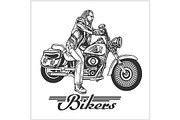 Biker riding a motorcycle drawn in