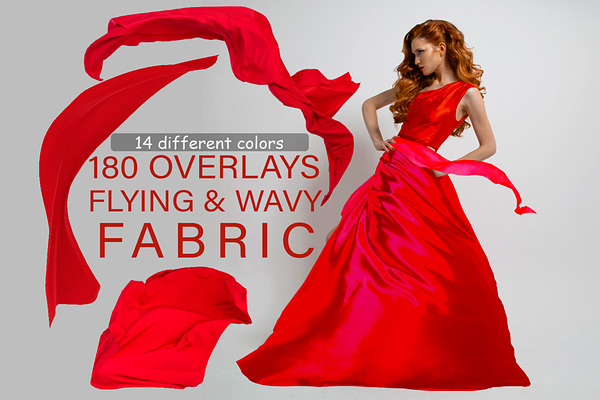 Flying fabric overlays, dress flying