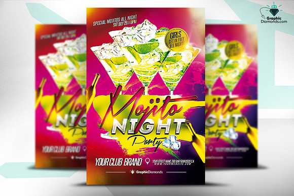 Mojito Night Party Flyer PSD in Flyer Templates - product preview 3