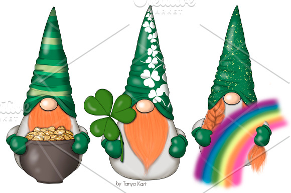 St. Patricks Gnomes Icons & Pattern in Illustrations - product preview 2