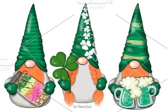 St. Patricks Gnomes Icons & Pattern in Illustrations - product preview 3