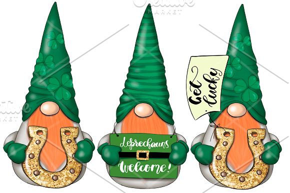 St. Patricks Gnomes Icons & Pattern in Illustrations - product preview 4