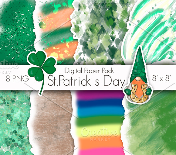 St. Patricks Gnomes Icons & Pattern in Illustrations - product preview 6