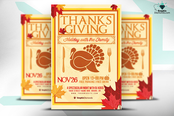 Thanksgiving Holiday PSD Flyer in Flyer Templates - product preview 3