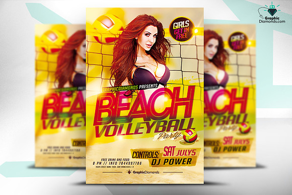 Beach Volleyball PSD Flyer in Flyer Templates - product preview 3