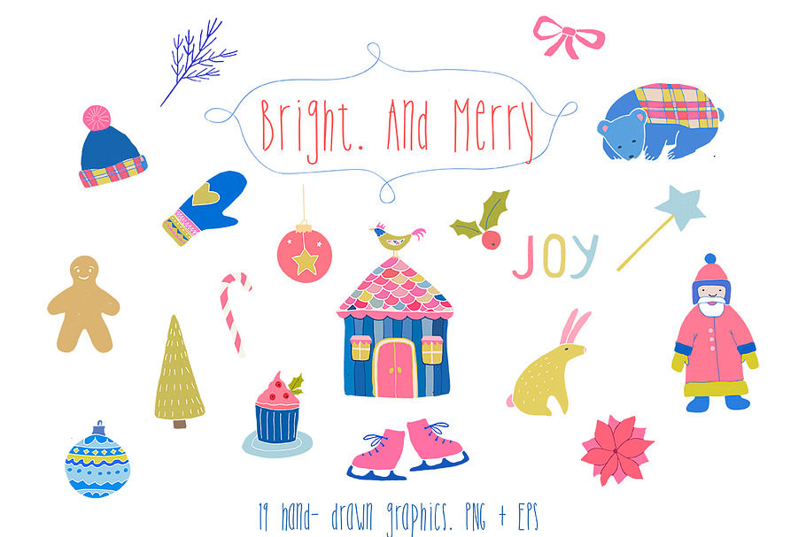 Bright and merry christmas clipart in Illustrations - product preview 8