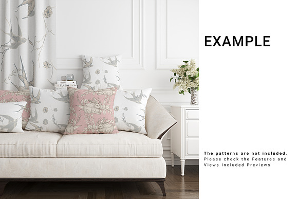 Pillows and Curtain Set in Product Mockups - product preview 6