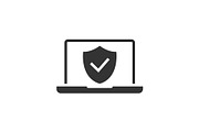 Laptop computer protected black icon