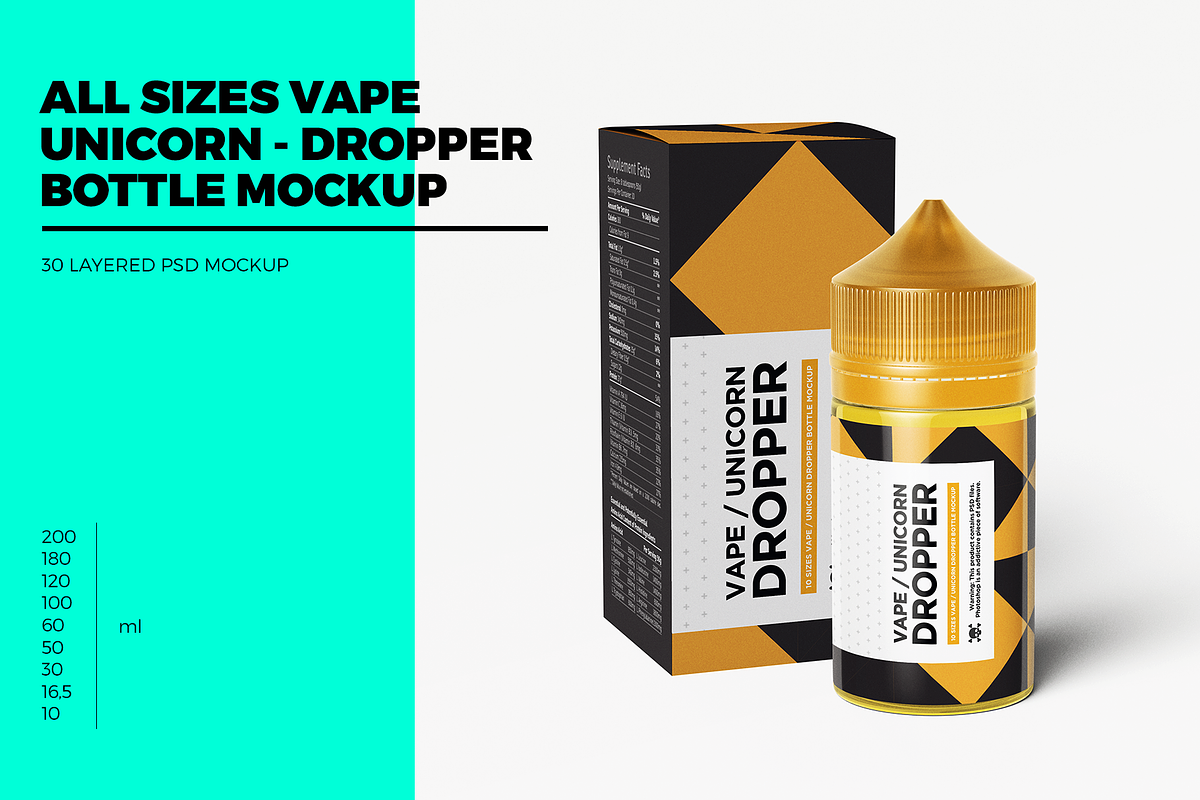 All Sizes Vape Dropper Bottle MockUp in Product Mockups - product preview 8