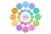 Colorful round calendar 2021