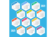 2021 Calendar, Print Template with