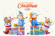 Christmas Gifts Watercolor Clipart