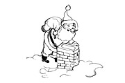Santa Claus and chimney, sketch