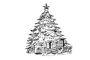 Christmas tree, hand drawn vector