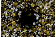 Snowfall background with golden