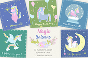 Magic Unicorns Illustration Set