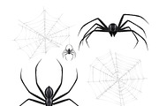 Black spiders realistic set