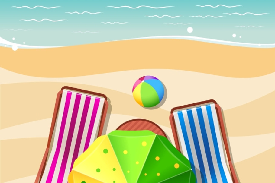 Beach chair and umbrella top view in Graphics - product preview 8