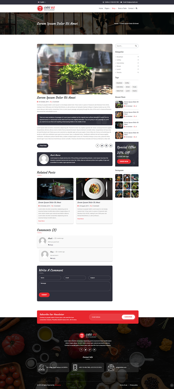 CafeBiz - Restaurant WordPress Theme in WordPress Business Themes - product preview 2