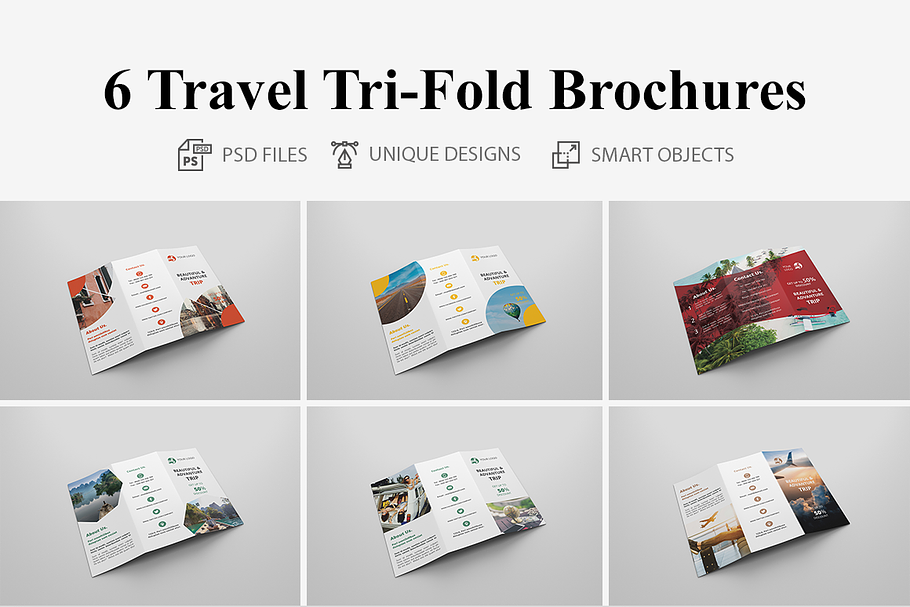 6 Travel Tri Fold Bochures in Brochure Templates - product preview 8