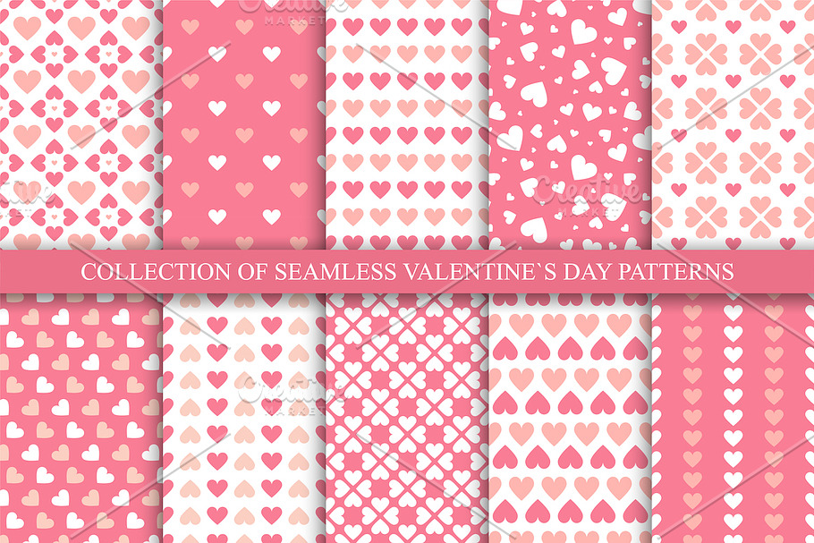 Vector seamless hearts patterns