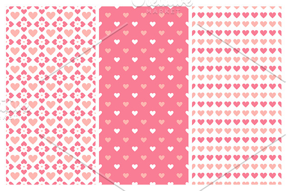 Vector seamless hearts patterns in Patterns - product preview 4