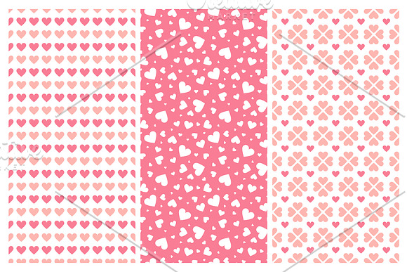 Vector seamless hearts patterns in Patterns - product preview 7