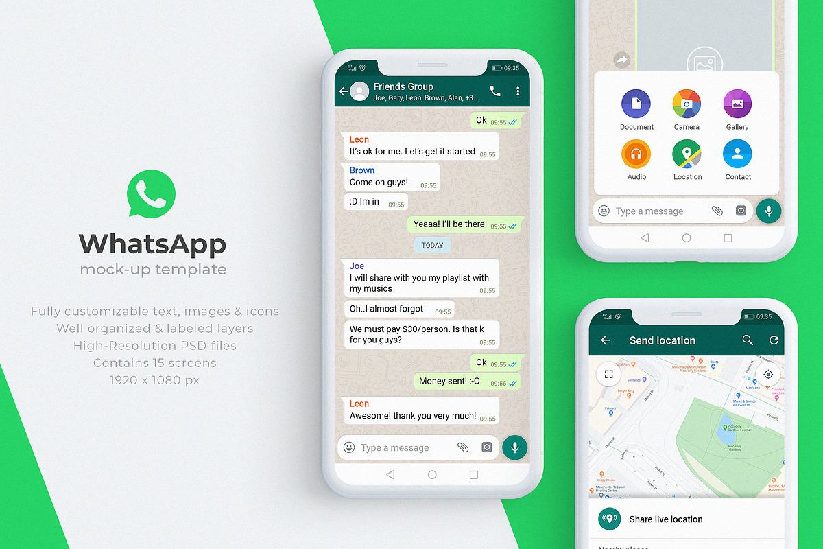 WhatsApp Mock-Up Template in Mobile & Web Mockups - product preview 8