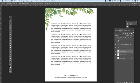 Personal green leaf Letterhead id03 in Stationery Templates - product preview 4