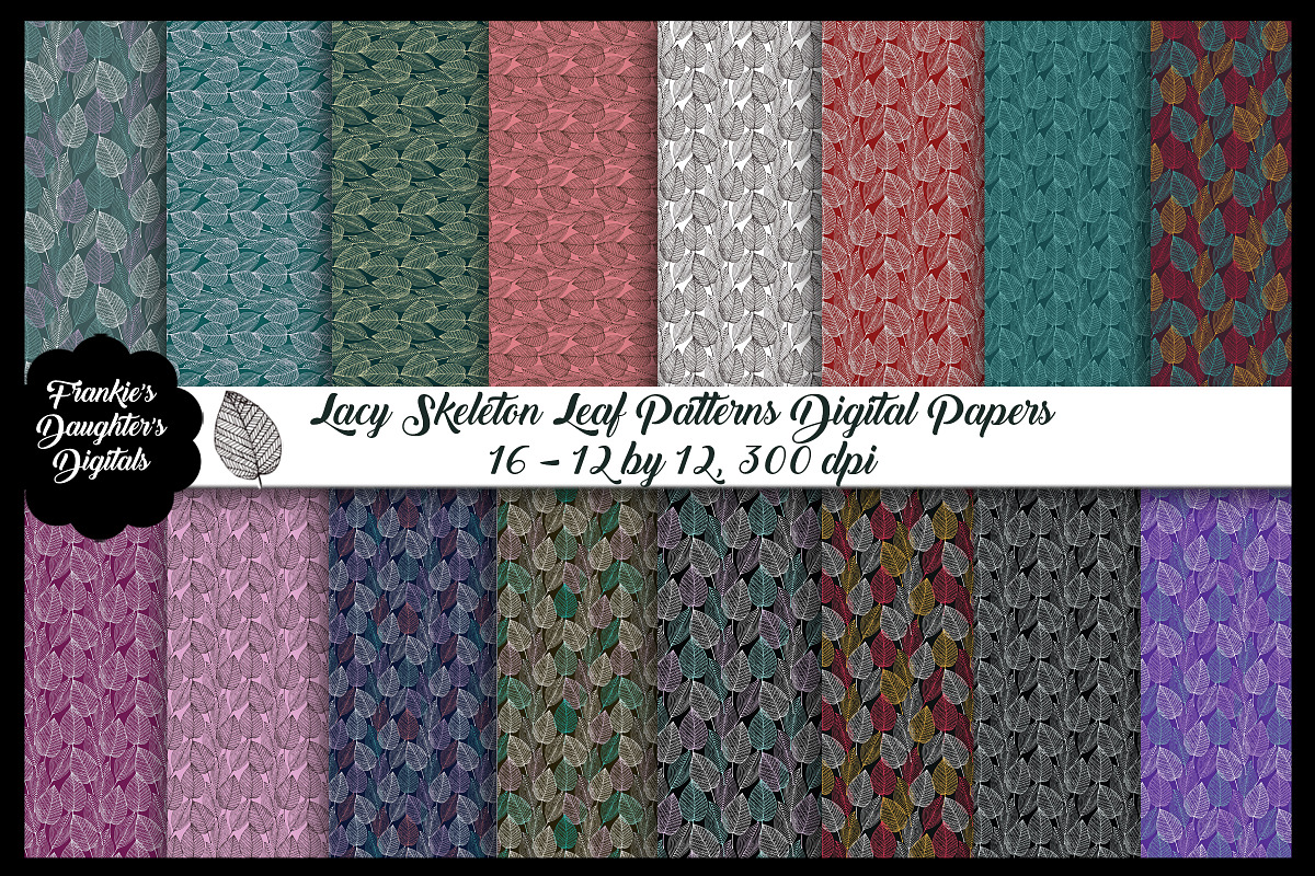 Skeleton Lacy Leaf Digital Papers in Patterns - product preview 8