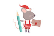 Cute Mouse in Christmas Santa Claus