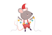 Cute Mouse in Christmas Santa Claus