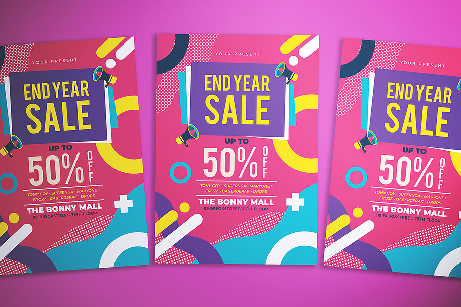 Memphis End Year Sale Flyer in Flyer Templates - product preview 8