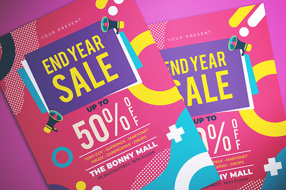 Memphis End Year Sale Flyer in Flyer Templates - product preview 1