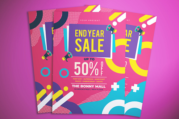 Memphis End Year Sale Flyer in Flyer Templates - product preview 2