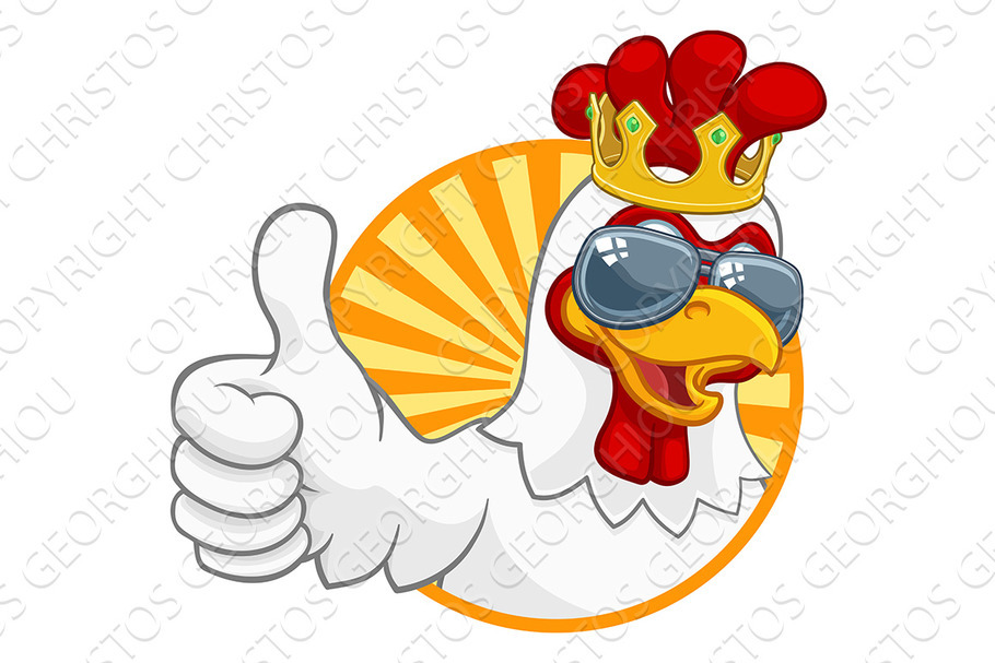Cool King Chicken Rooster Cockerel in Illustrations - product preview 8