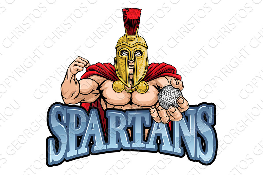 Spartan Trojan Golf Sports Mascot in Illustrations - product preview 8