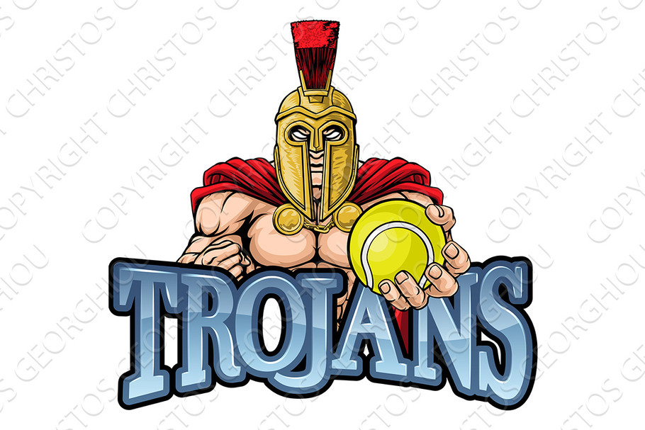 Trojan Spartan Tennis Sports Mascot in Illustrations - product preview 8