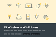 15 Wireless + Wi-Fi Icons