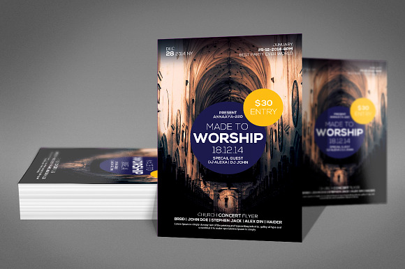 Church Worship Flyer in Invitation Templates - product preview 1