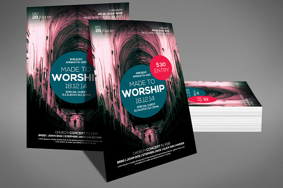Church Worship Flyer in Invitation Templates - product preview 2