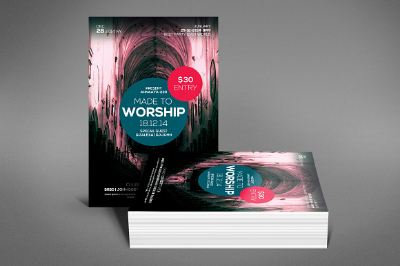 Church Worship Flyer in Invitation Templates - product preview 3