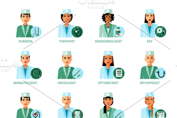 Medical professions avatars set