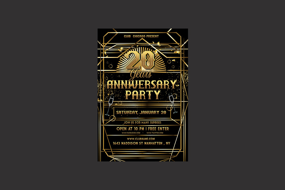 Art Deco Anniversary Invitation in Invitation Templates - product preview 8