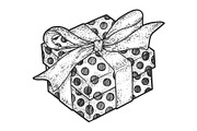 Gift box with ribbons and bow sketch
