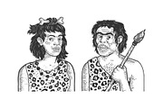 Primitive caveman family sketch