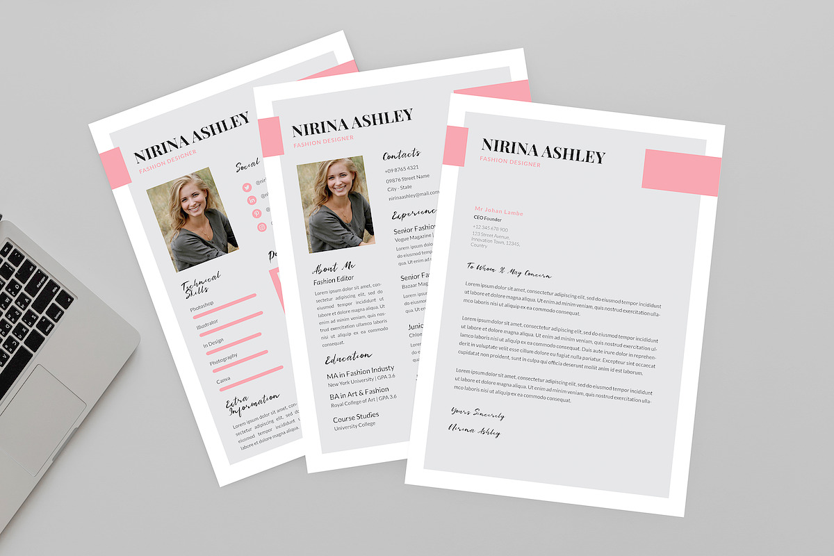 Nirina Fashion Resume Designer in Resume Templates - product preview 8