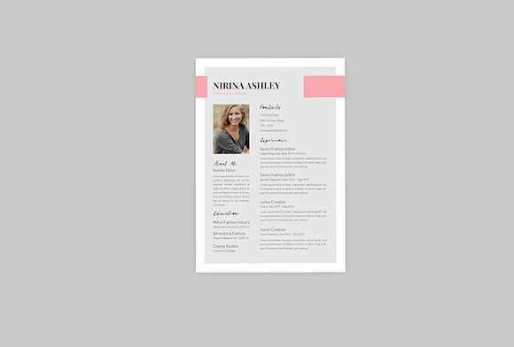 Nirina Fashion Resume Designer in Resume Templates - product preview 2